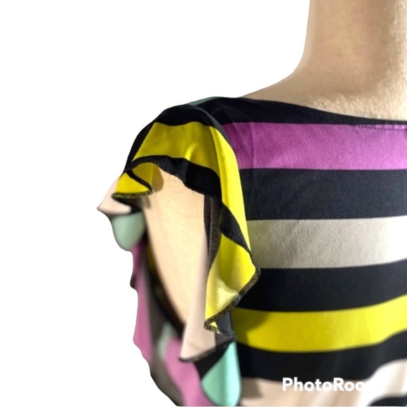 Vintage Y2K neon striped, ruffled top / S / Excellent condition - Picture 10 of 12